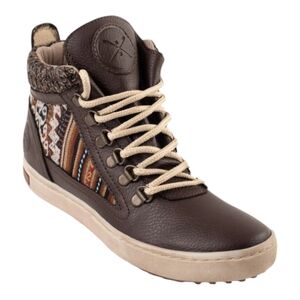 Inkkas Peruvian Fabric Leather Lace Up Camping Boot - Brown Womens Size 8